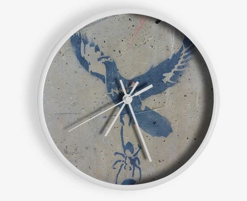 Dove taking off with spider Clock - Wallart-Direct UK