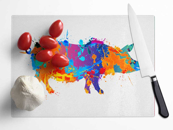 Colour splash Pig Glass Chopping Board