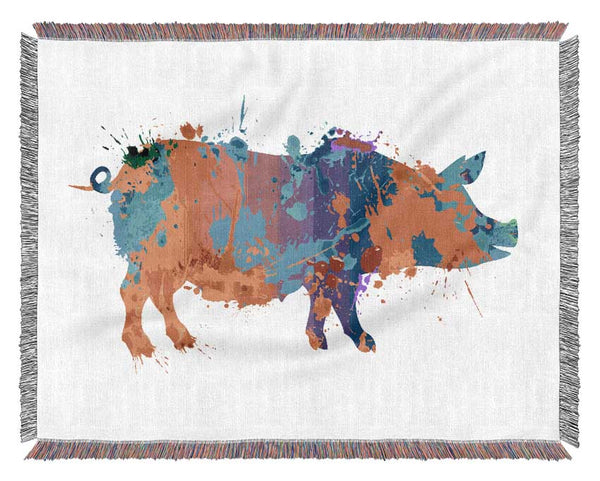 Colour splash Pig Woven Blanket