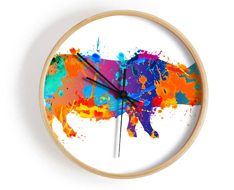 Colour splash Pig Clock - Wallart-Direct UK