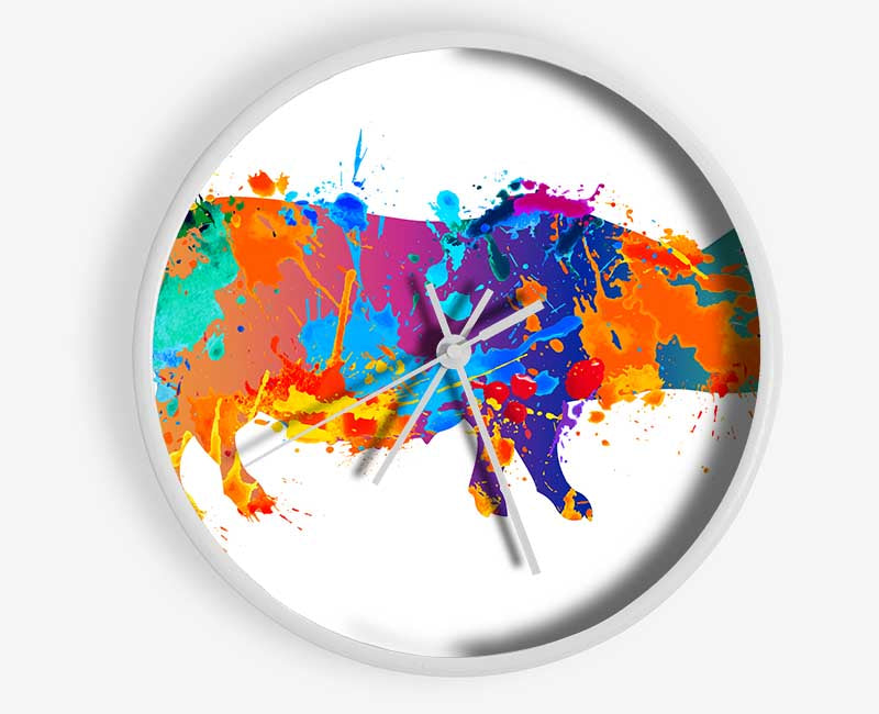 Colour splash Pig Clock - Wallart-Direct UK