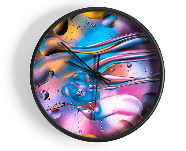 Colour through the water droplets Clock - Wallart-Direct UK