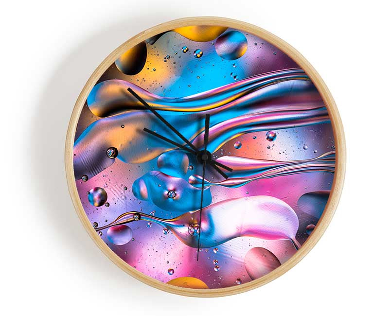 Colour through the water droplets Clock - Wallart-Direct UK