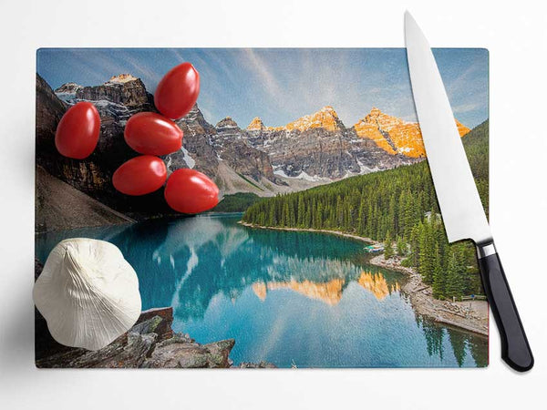 Crystal clear lake in the mountain range Glass Chopping Board