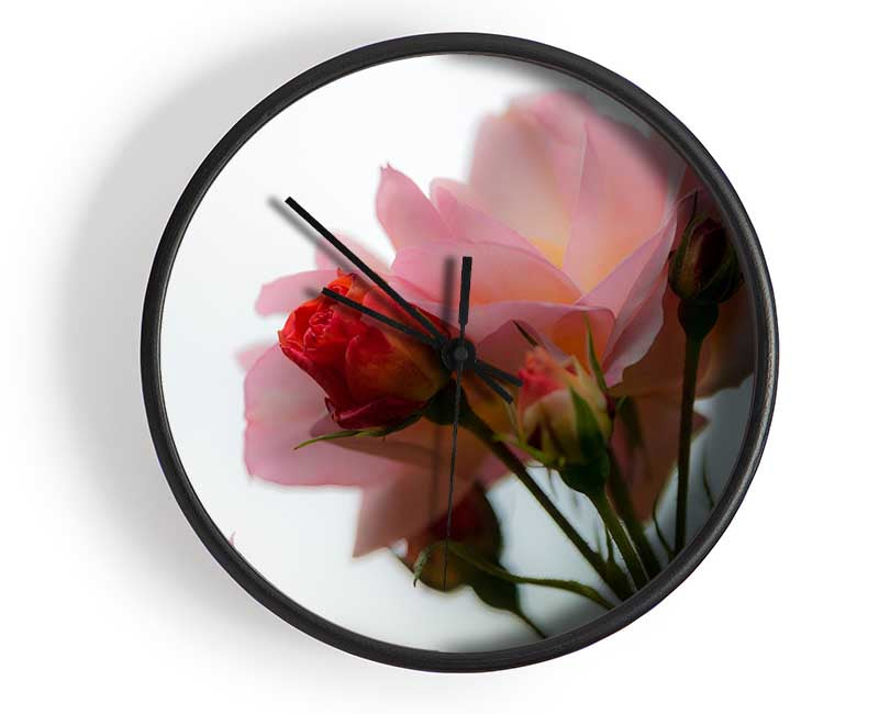 An array of pink flowers Clock - Wallart-Direct UK