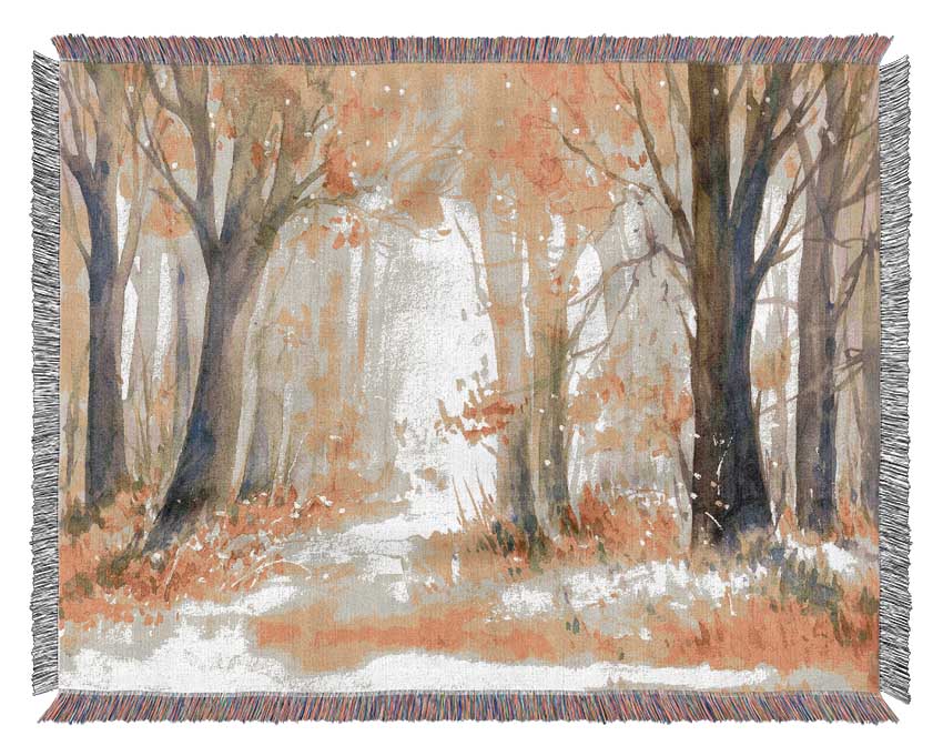 Yellow Forest Woodland Watercolour Woven Blanket