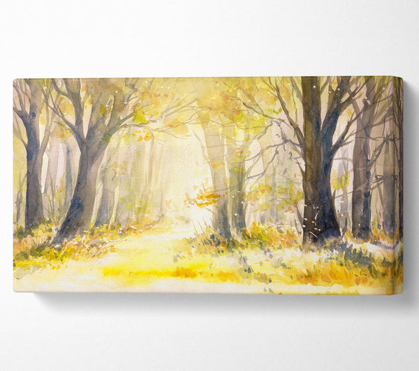 Yellow Forest Woodland Watercolour