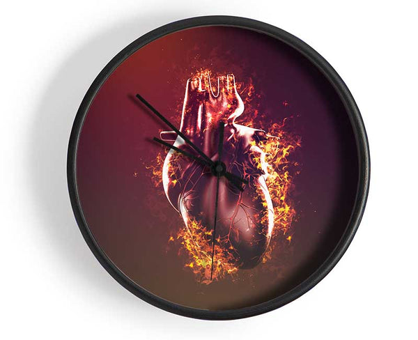 Flaming Heart Clock - Wallart-Direct UK