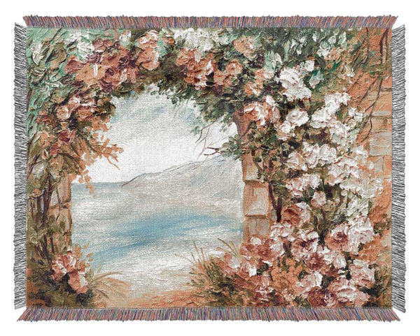 Floral View Of The Cove Watercolour Woven Blanket