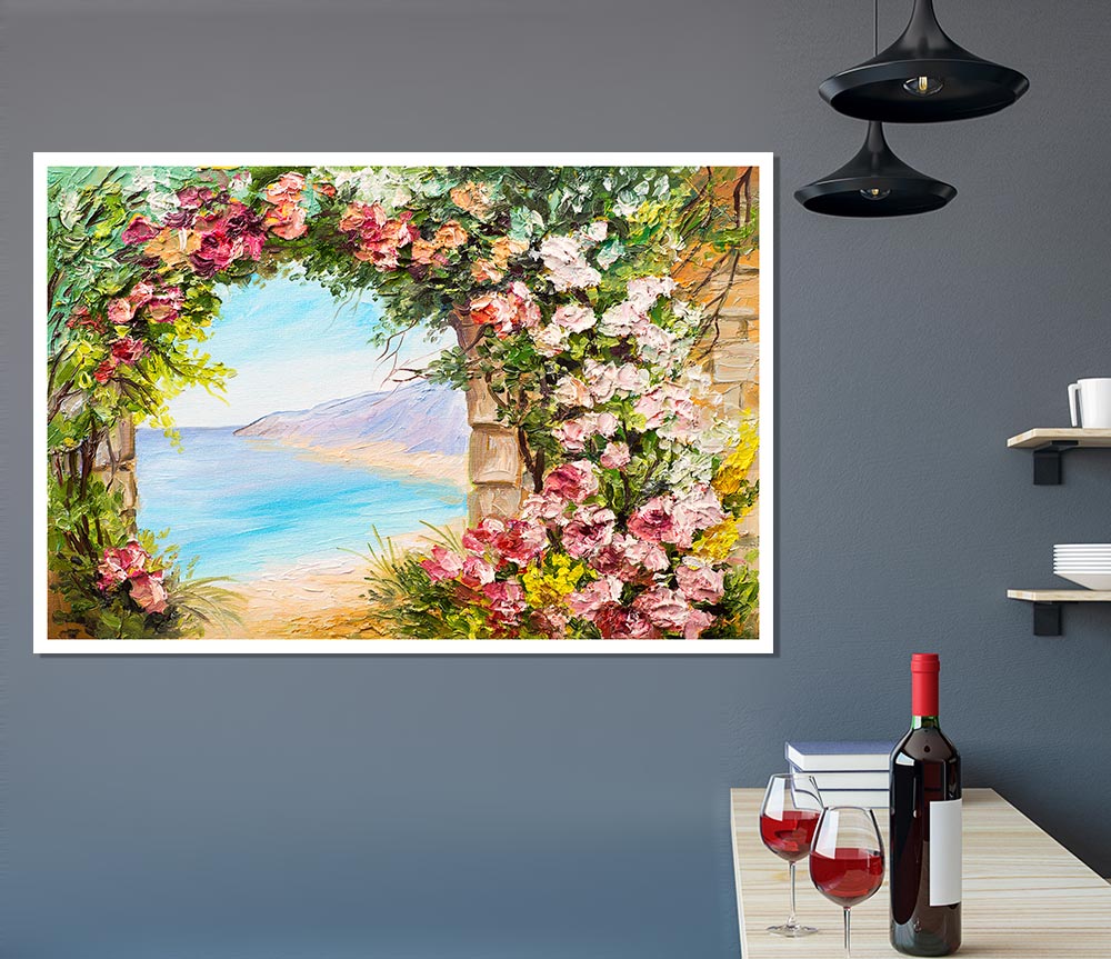 Floral View Of The Cove Watercolour Print Poster Wall Art