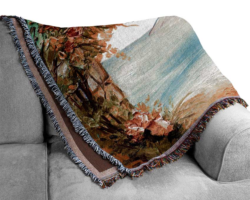 Floral View Of The Cove Watercolour Woven Blanket