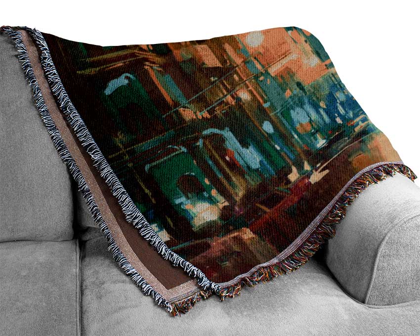 Busy Night Traffic Watercolour Woven Blanket