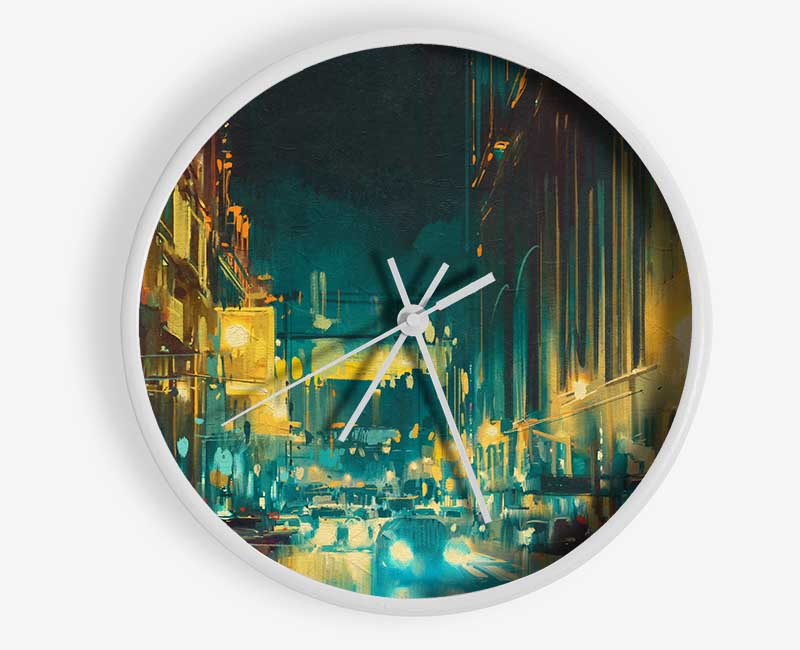 Busy Night Traffic Watercolour Clock - Wallart-Direct UK