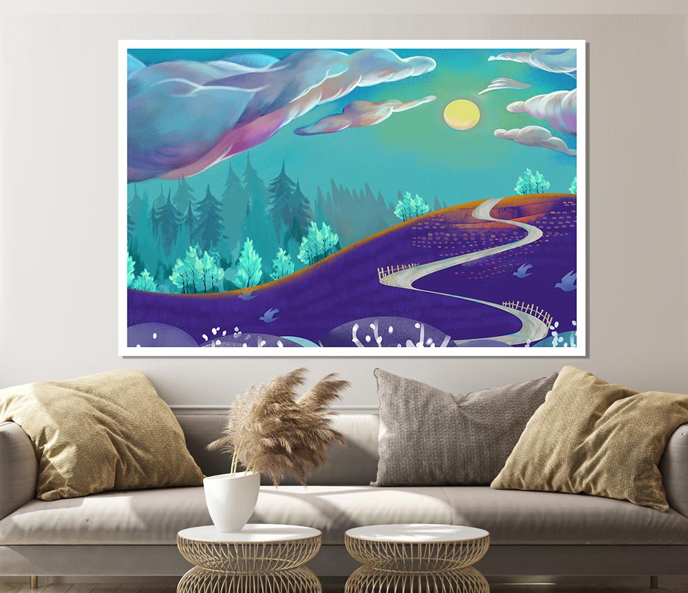 The Road To Pastel Skies Print Poster Wall Art