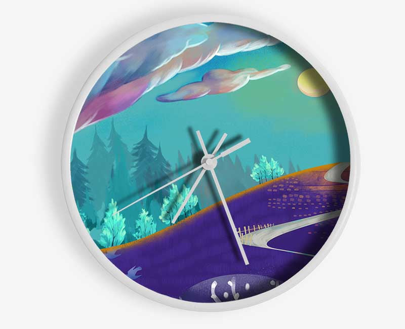 The Road To Pastel Skies Clock - Wallart-Direct UK