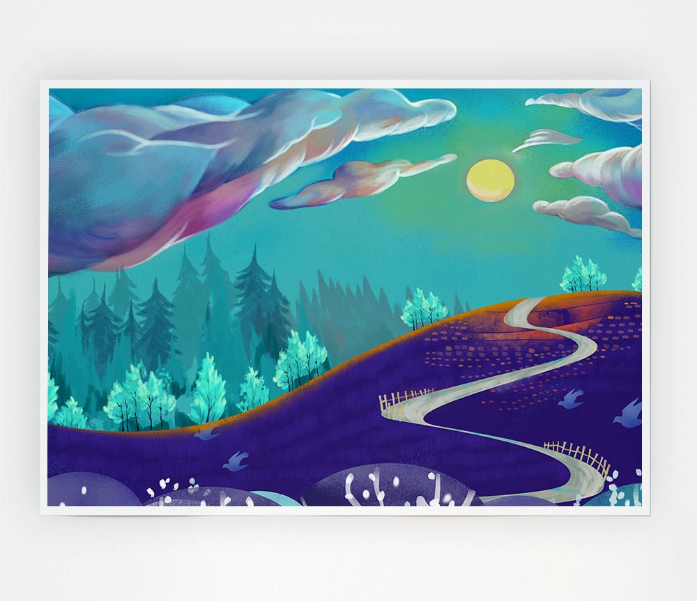 The Road To Pastel Skies Print Poster Wall Art