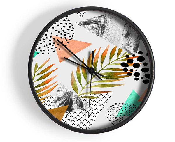 Mix Mid Century Plants And Patterns Clock - Wallart-Direct UK