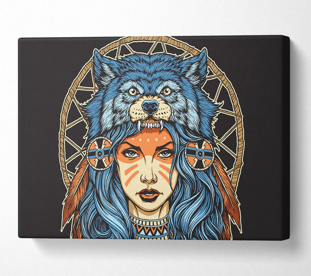 Picture of Wolf Head Woman Canvas Print Wall Art