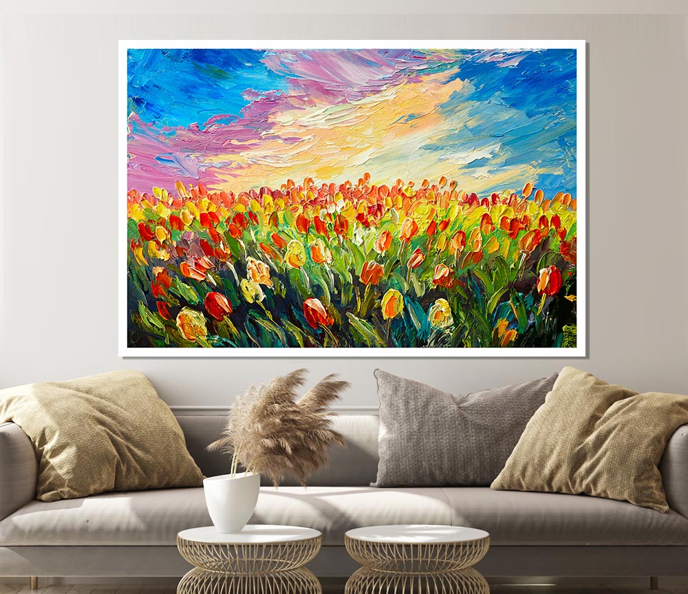 Field Of Stunning Tulips Print Poster Wall Art