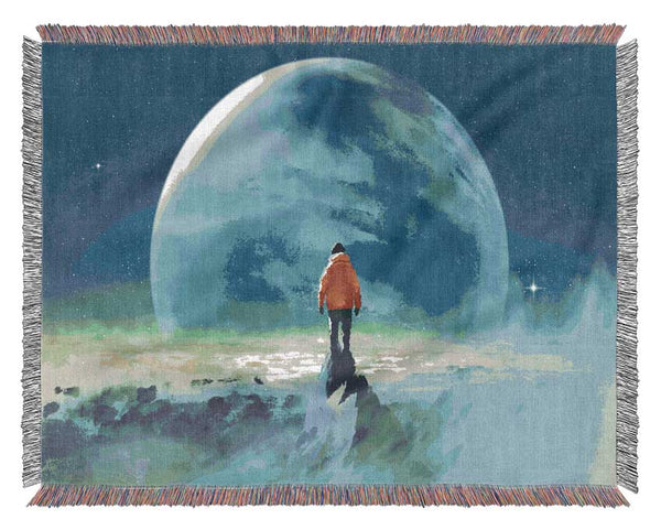 Staring At The Moon Watercolour Woven Blanket