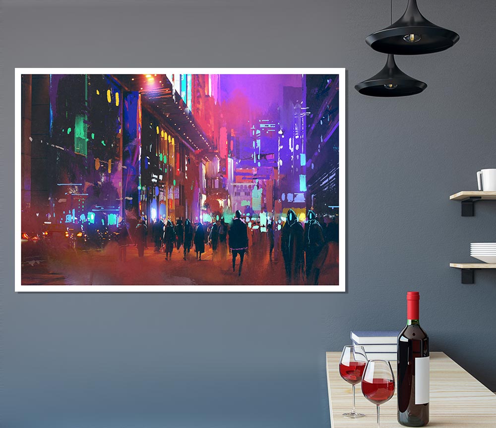 City Of Night People Print Poster Wall Art