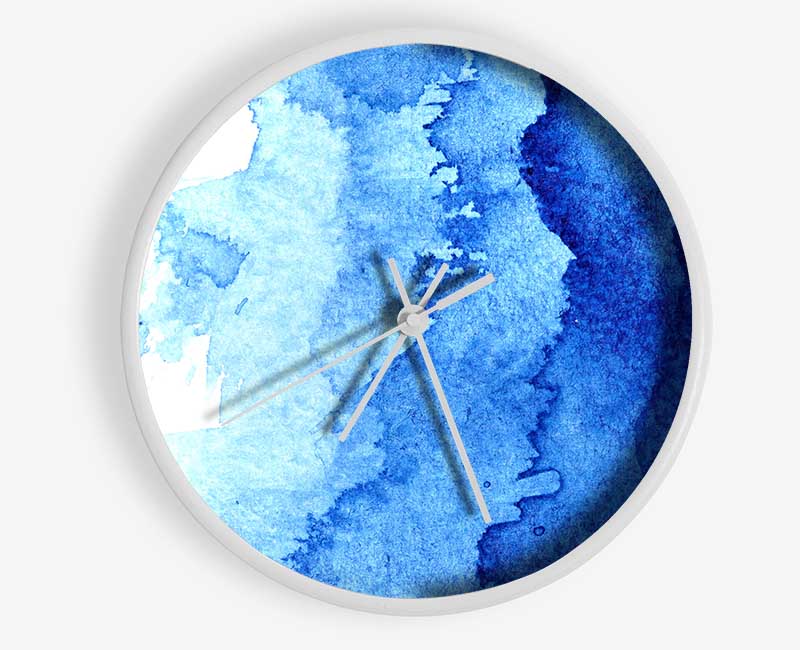 Watercolour Blues To White Clock - Wallart-Direct UK