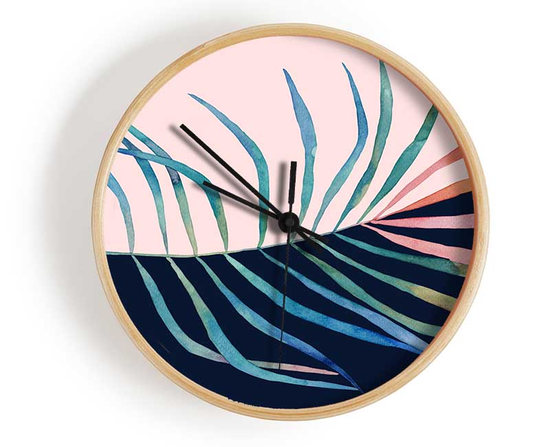 Palm Leaf Mid Century Clock - Wallart-Direct UK