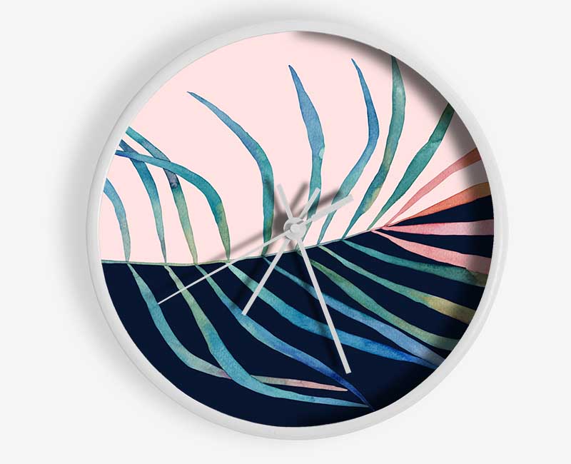 Palm Leaf Mid Century Clock - Wallart-Direct UK