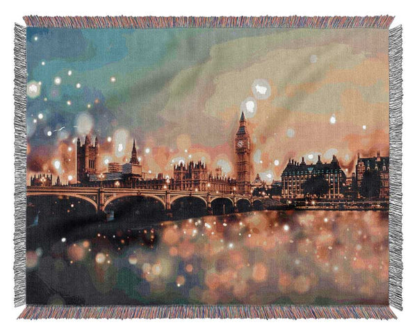 Bokeh London Houses Of Parliament Woven Blanket