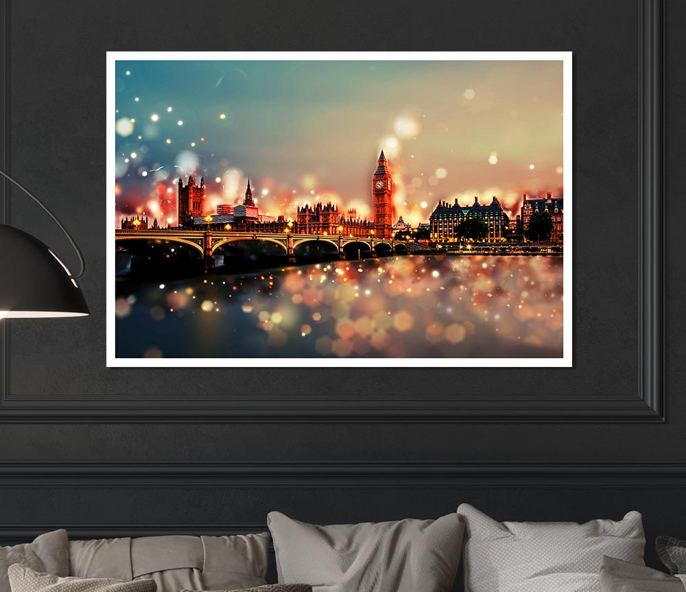 Bokeh London Houses Of Parliament Print Poster Wall Art