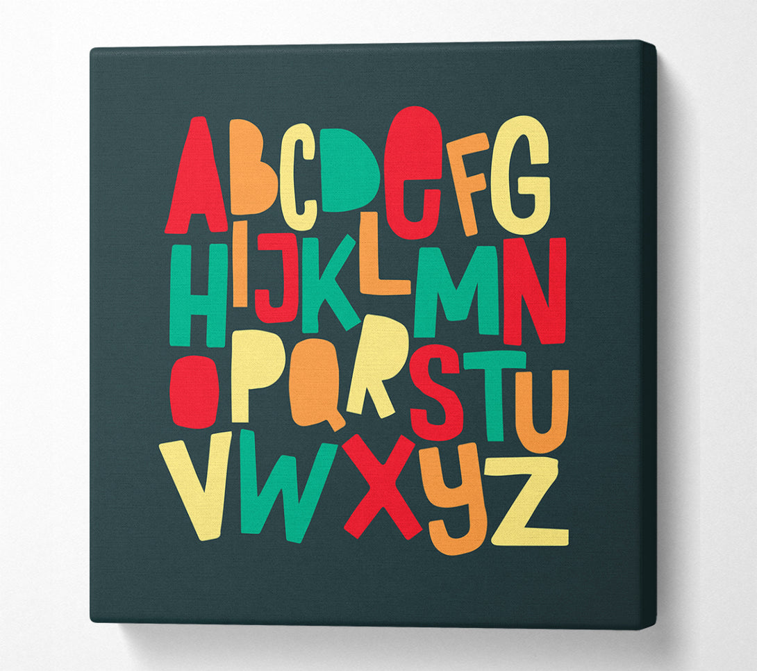 A Square Canvas Print Showing The Alphabet Modern Square Wall Art