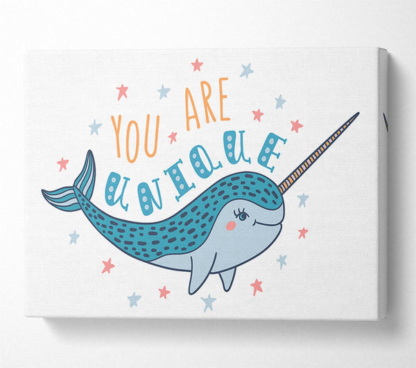 Picture of You Are Unique Narwhal Canvas Print Wall Art