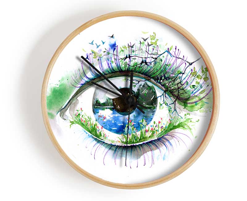 Watercolour Nature Eye Clock - Wallart-Direct UK