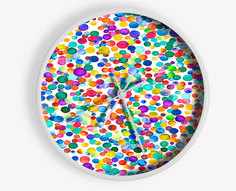 Thousands Of Watercolour Dots Clock - Wallart-Direct UK