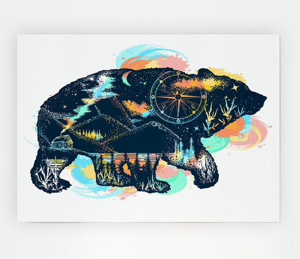 Compass Bear Print Poster Wall Art