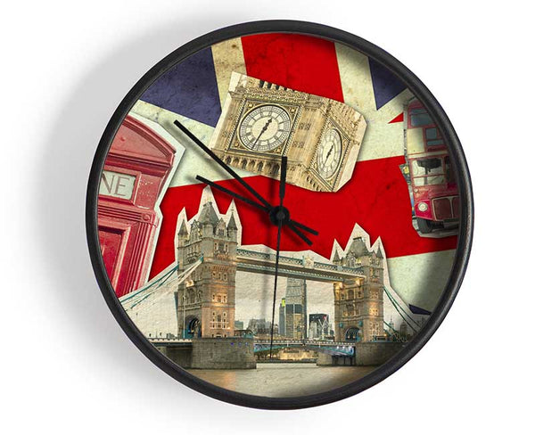 Union Jack London Icons Clock - Wallart-Direct UK