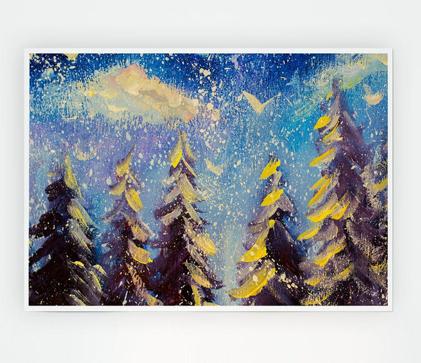 Christmas Trees Print Poster Wall Art