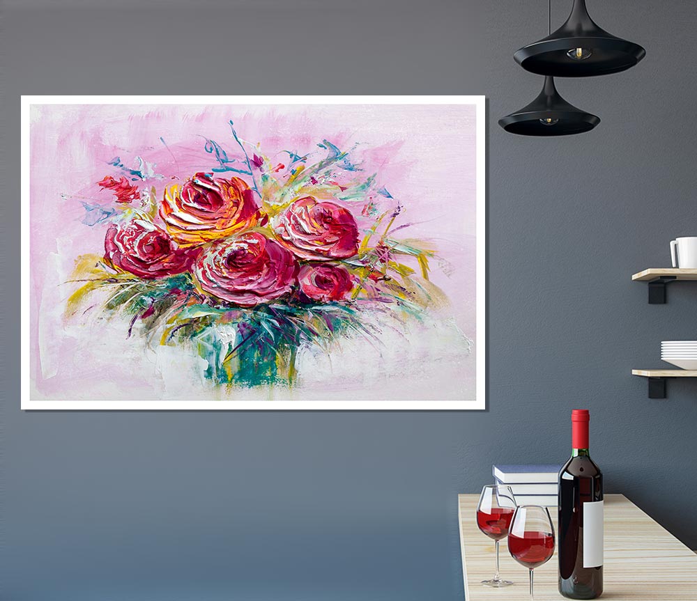 Hand Painted Flowers Print Poster Wall Art