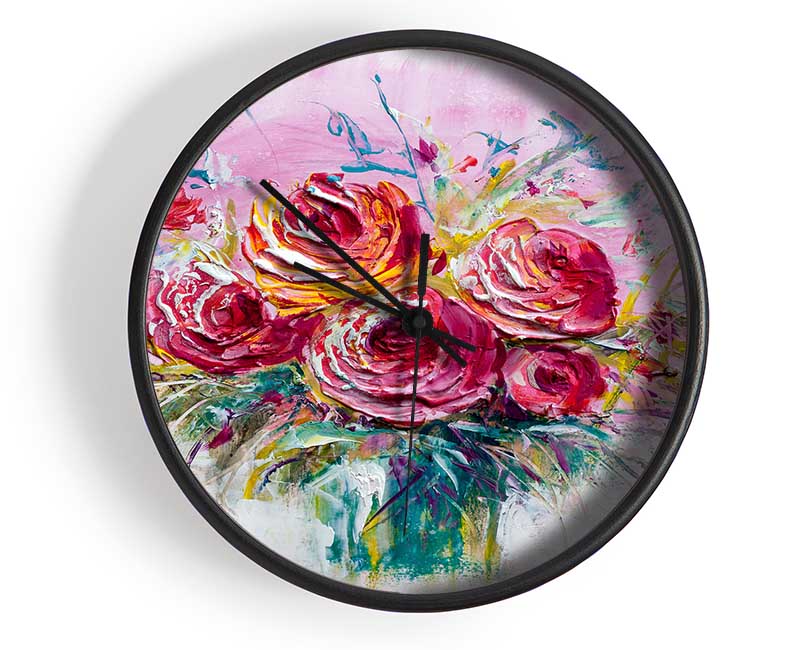 Hand Painted Flowers Clock - Wallart-Direct UK