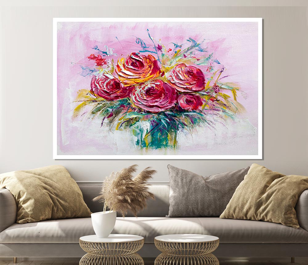 Hand Painted Flowers Print Poster Wall Art