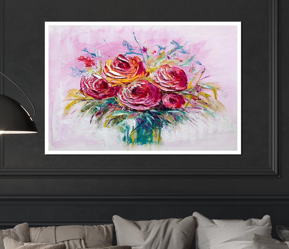 Hand Painted Flowers Print Poster Wall Art