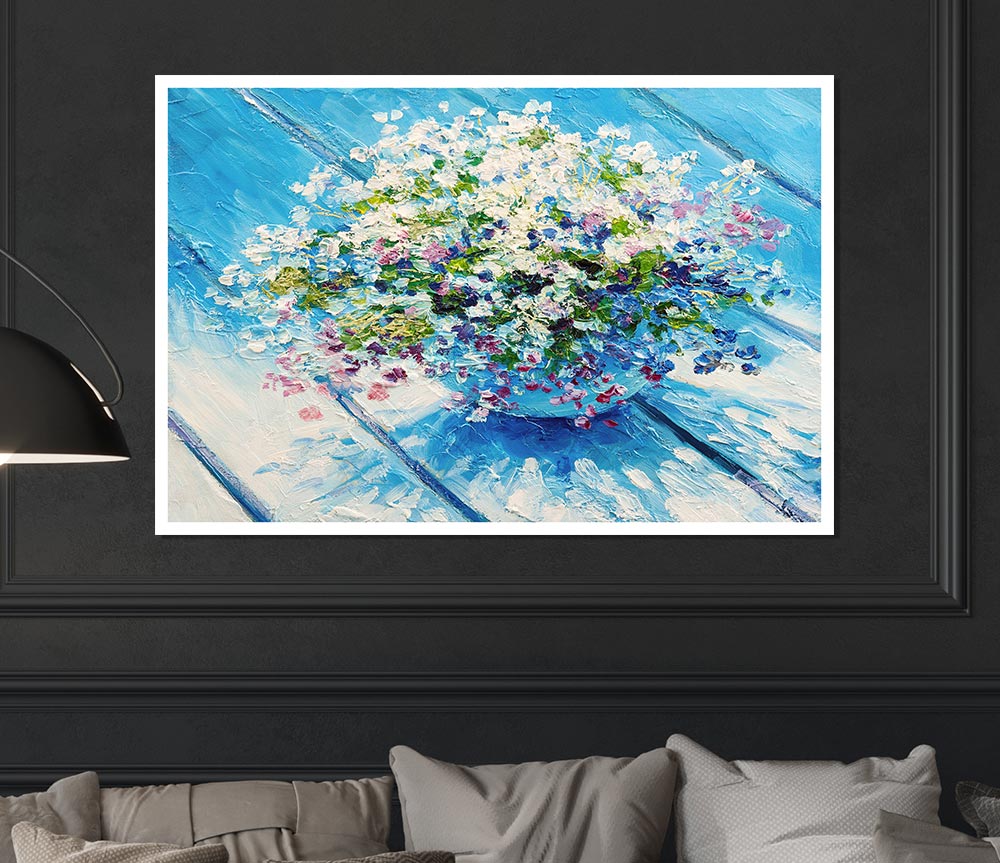 Dainty Flowers In A Vase Print Poster Wall Art