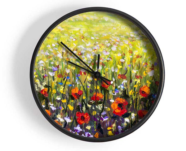 Poppy Field In The Summer Clock - Wallart-Direct UK