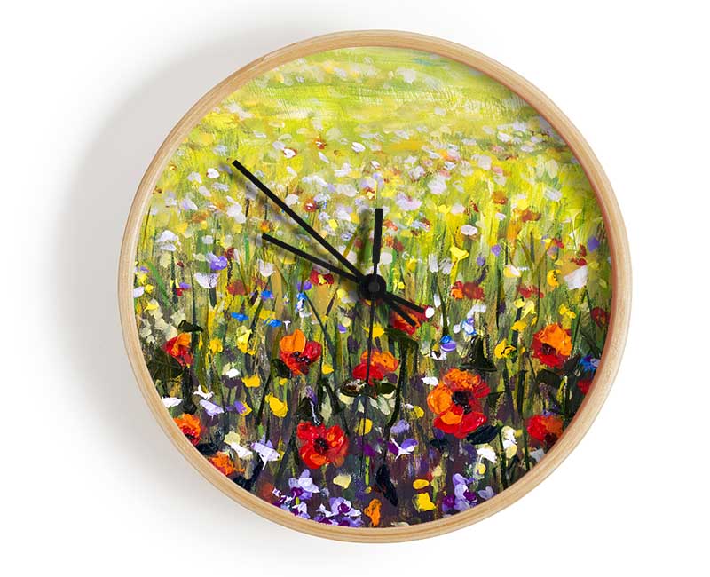 Poppy Field In The Summer Clock - Wallart-Direct UK