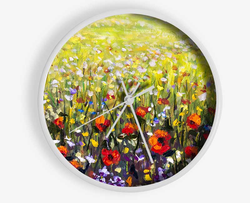 Poppy Field In The Summer Clock - Wallart-Direct UK