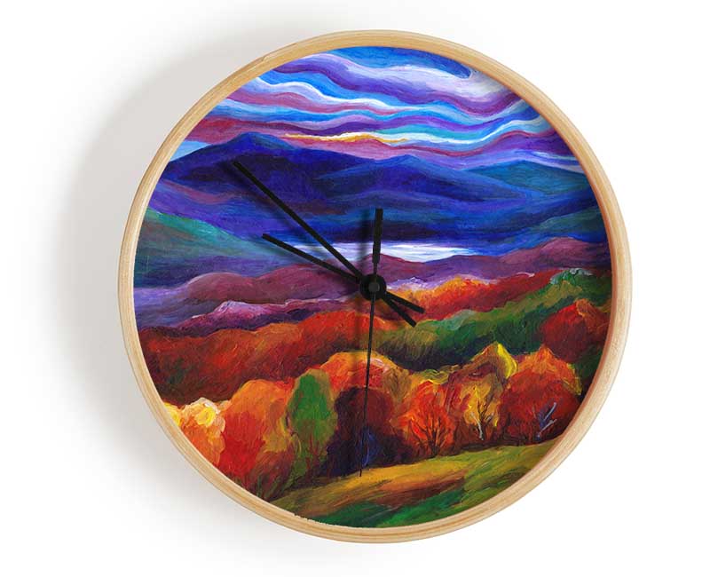 Multicoloured Mountains Clock - Wallart-Direct UK