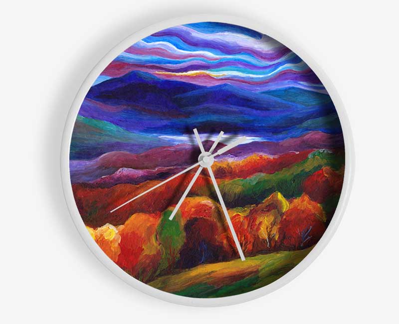 Multicoloured Mountains Clock - Wallart-Direct UK