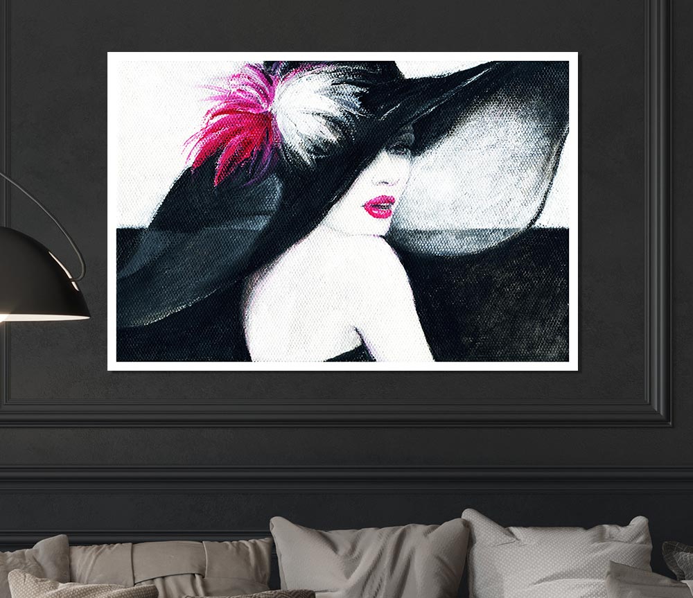 Woman In Black Hat Print Poster Wall Art