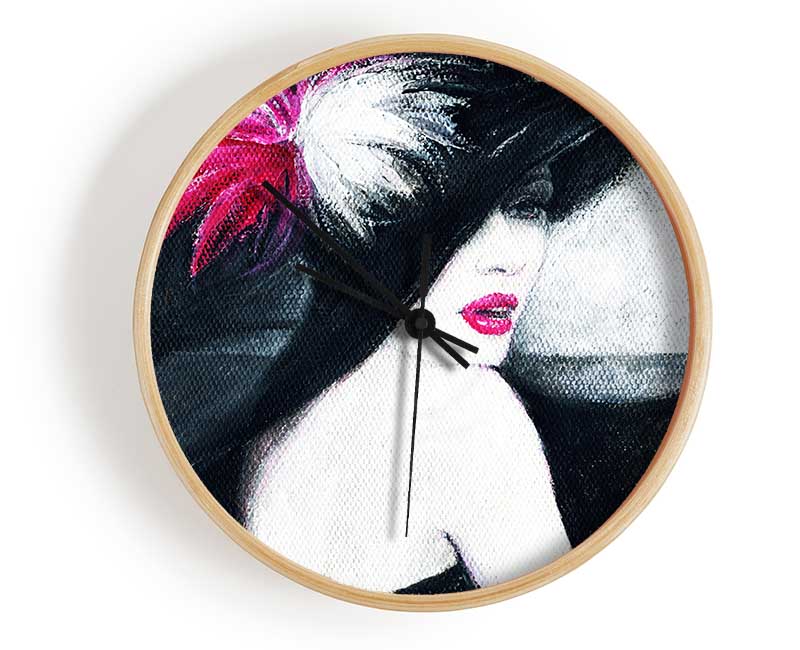 Woman In Black Hat Clock - Wallart-Direct UK