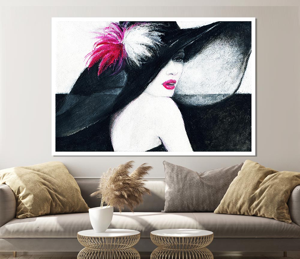 Woman In Black Hat Print Poster Wall Art